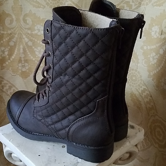 Joe Boxer Brown Quilted Faux Leather Boots - Picture 2 of 5